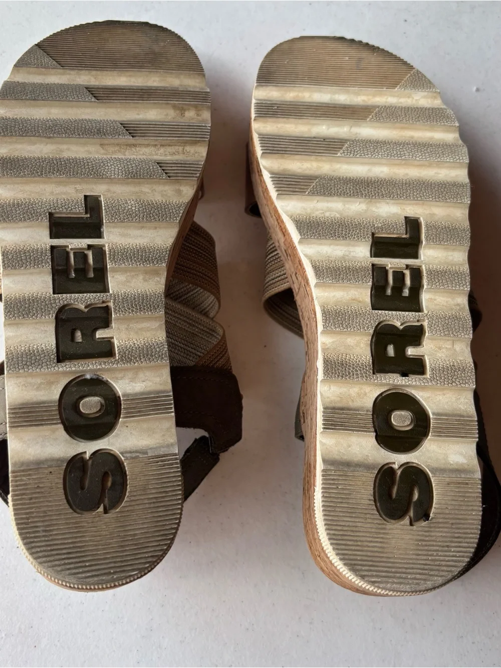 Sorel Cameron Platform Slingback Sandal Womens 9 Velvet Tan Suede Cork Wedge Lug